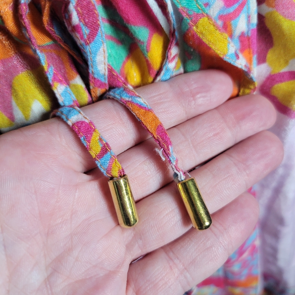 Anthropologie × Conditions Apply Floral Print Cinch Tie Waist Kimono Duster Top - Picture 14 of 16